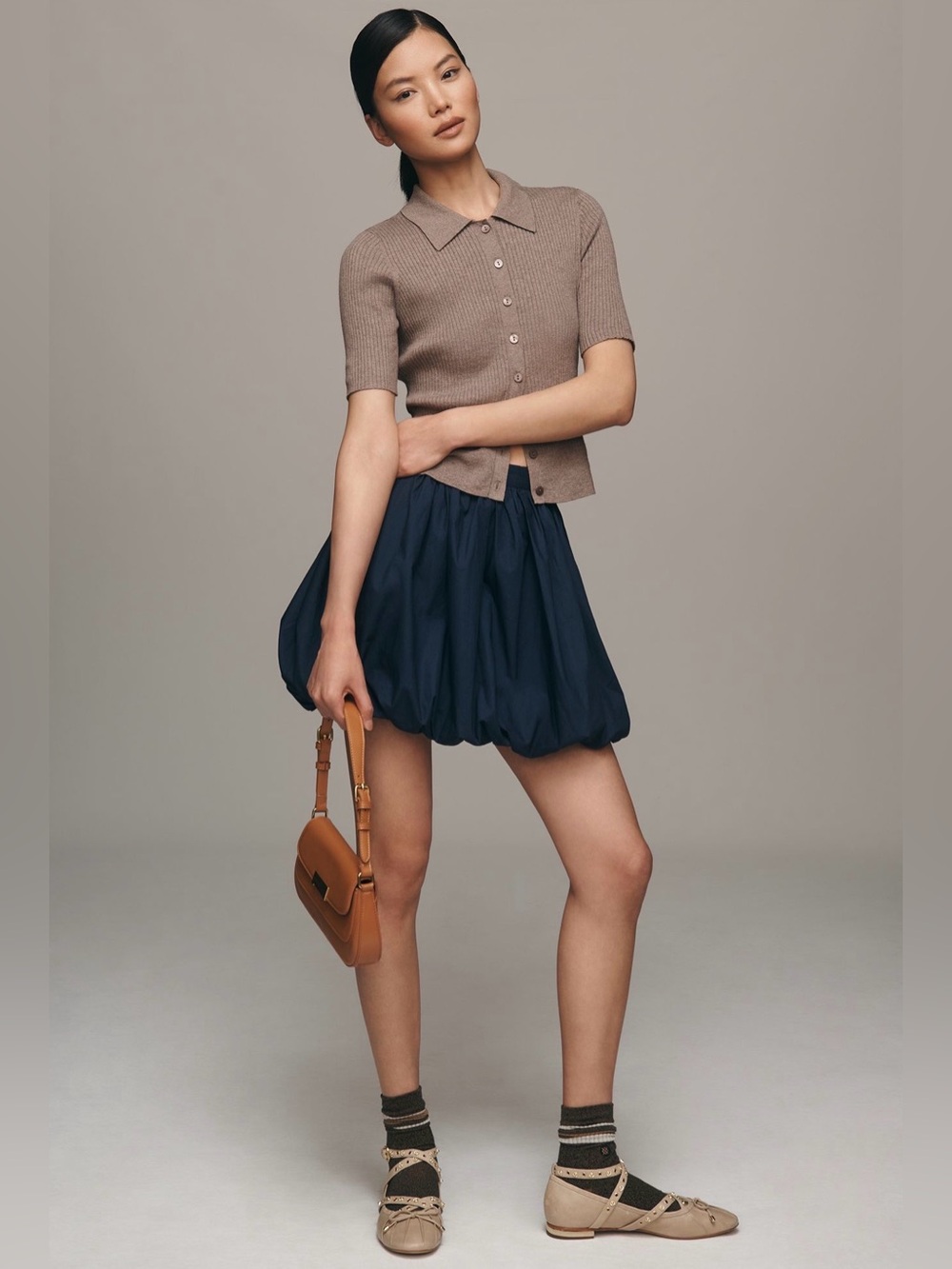 Anthropologie Navy Bubble Skirt